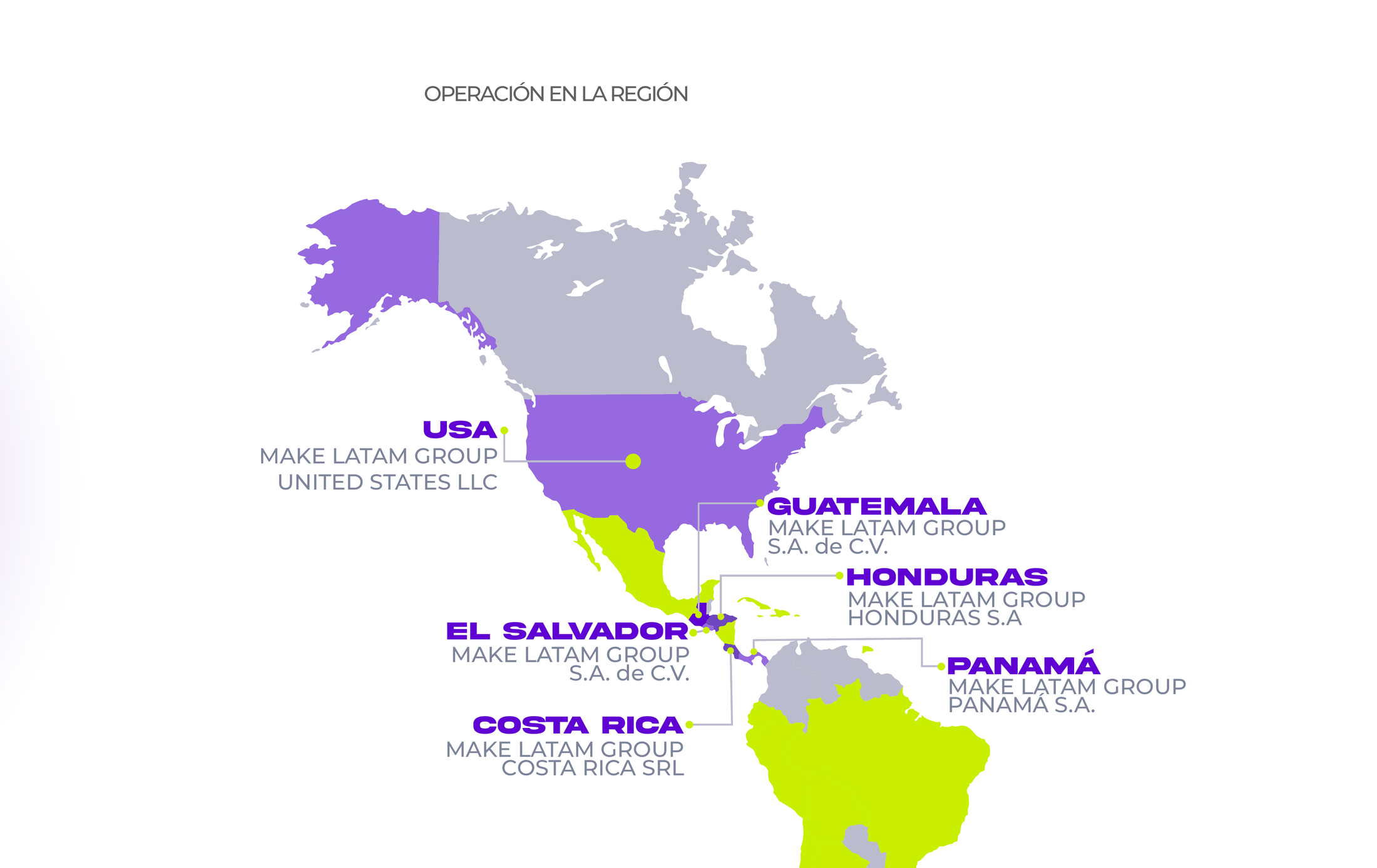 Mapa de operaciones MAKE LATAM en las Américas